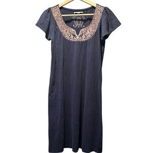 Lucky Brand Navy Embroidered Dress